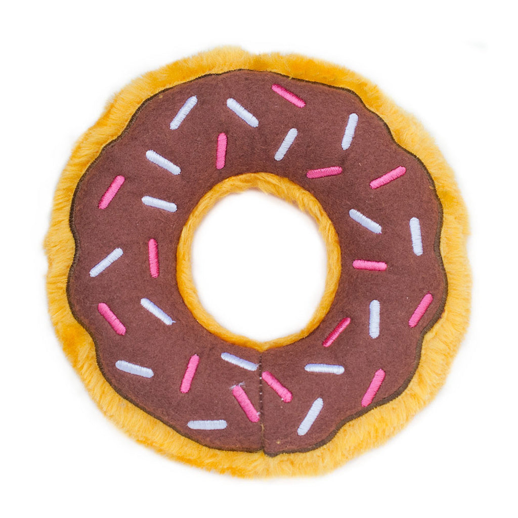 ZippyPaws Chocolate Donut Dog Toy Squeaky Plush Donutz