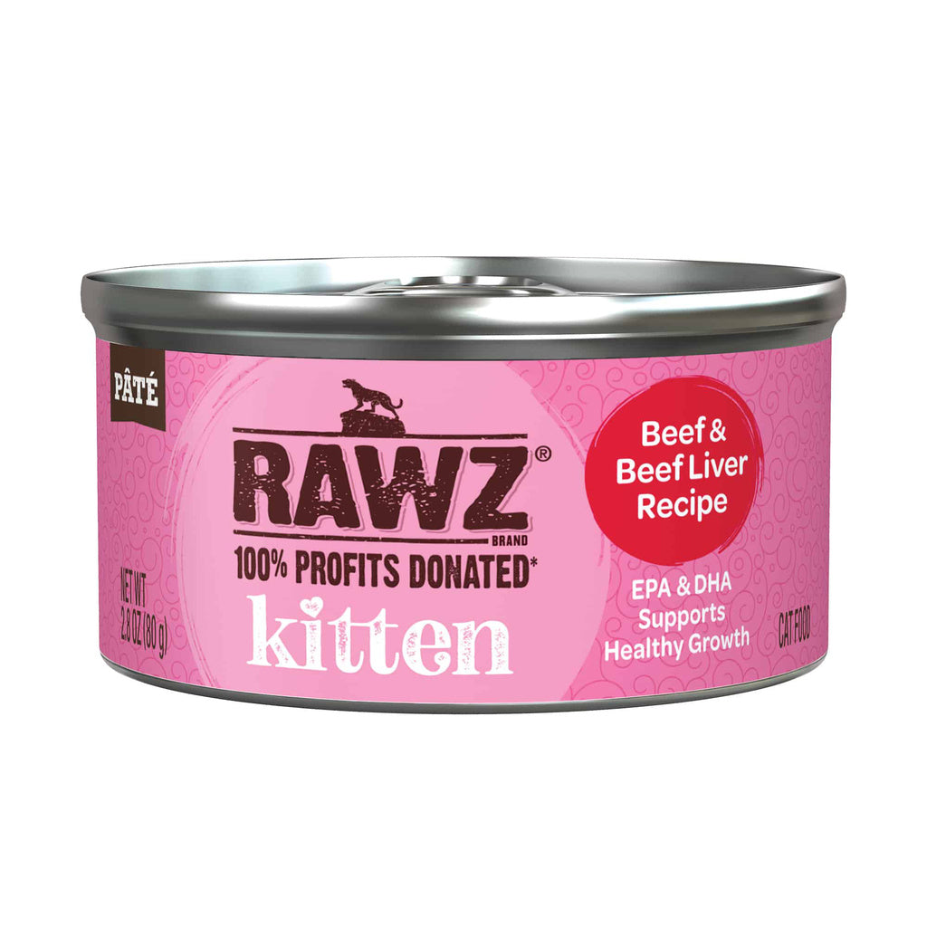 Rawz Kitten Beef & Beef Liver Canned Wet Cat Food, 2.8 oz