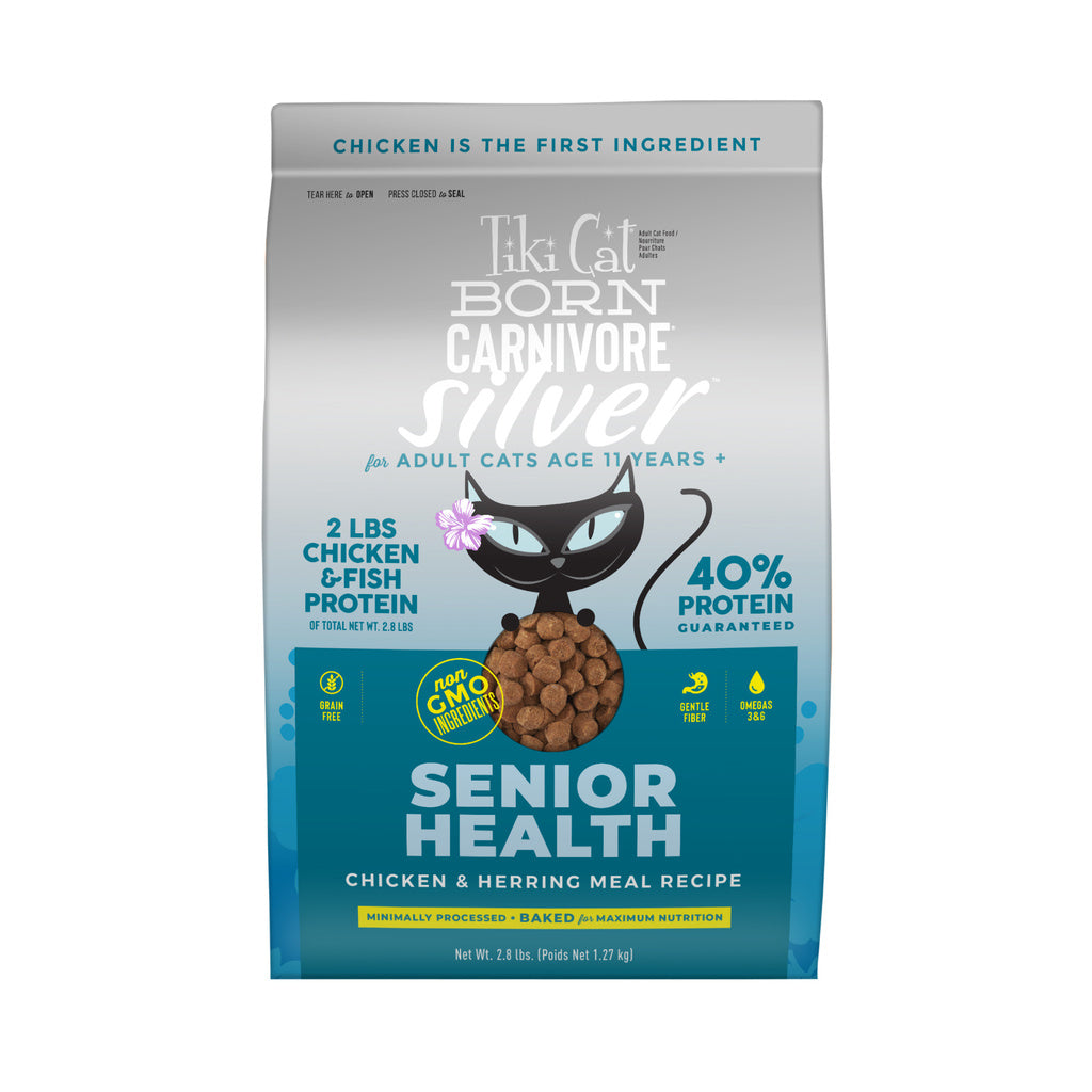 Tiki Cat Born Carnivore Silver Senior Health Dry Cat Food - Chicken & Herring (2.8 lb)