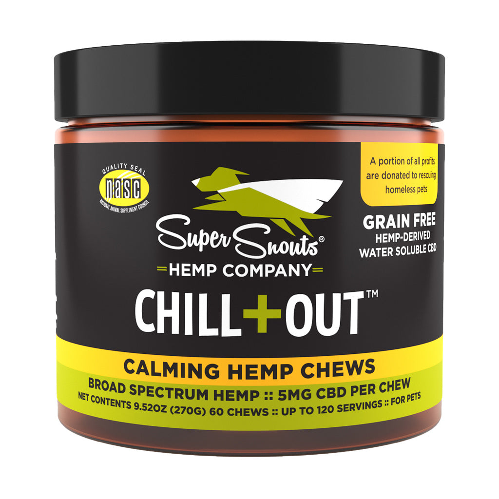 Super Snouts Chill Out Calming Chews - Broad Spectrum Hemp, Grain-Free, 60 Count