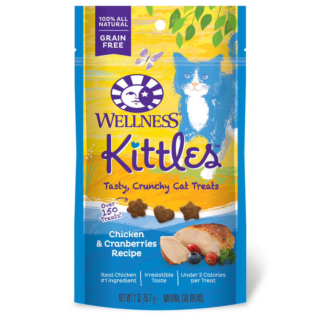 Wellness Kittles Grain-Free Chicken & Cranberry Cat Treats, 2 oz - Natural, Crunchy