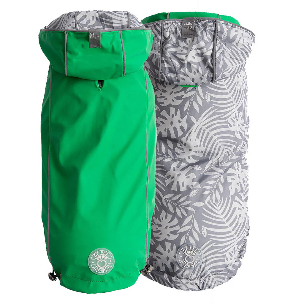 GF PET Reversible Elasto-Fit Dog Raincoat - Green - 2XS