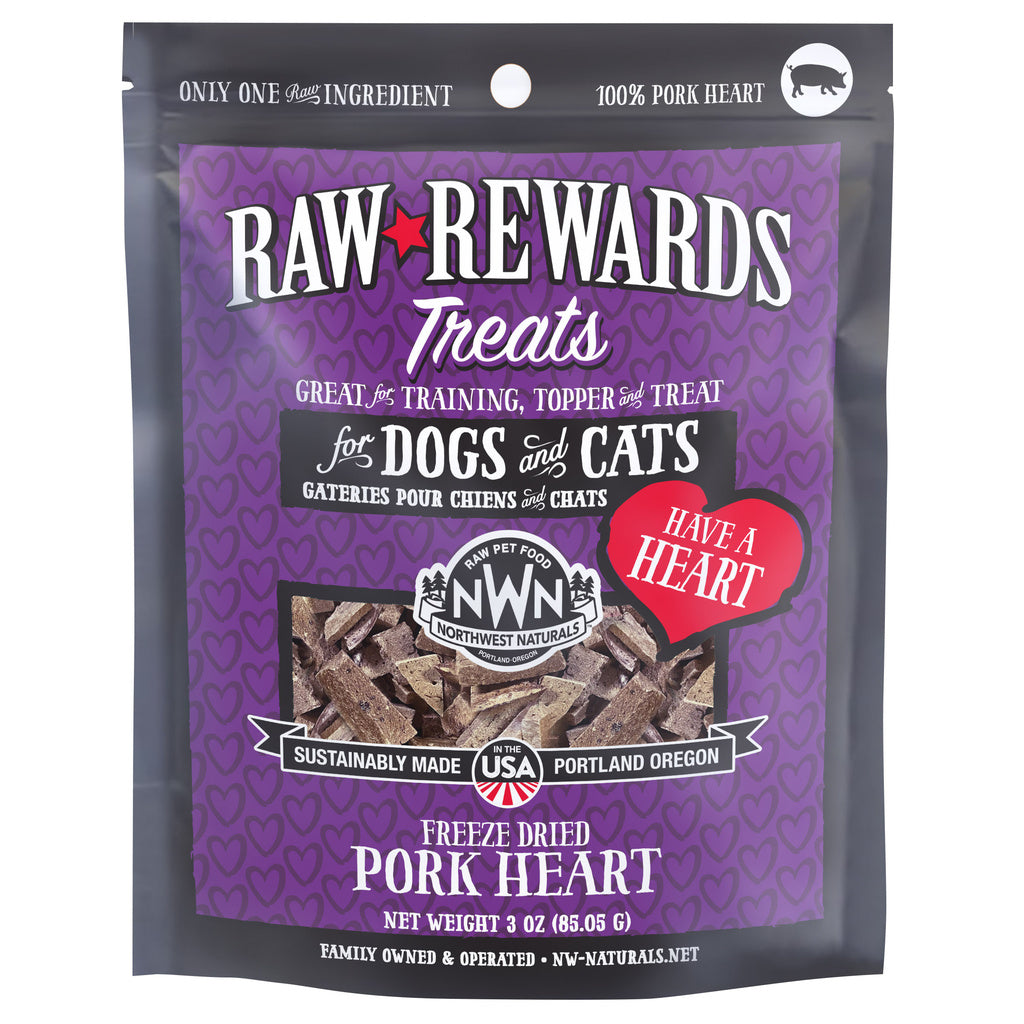 Northwest Naturals Raw Rewards Freeze-Dried Pork Heart Treats - 3 oz Dog & Cat Treats