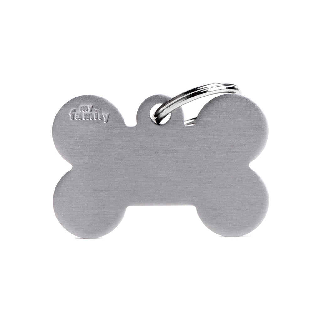 My Family Basic Big Bone Pet ID Tag, Large, Aluminum, Gray