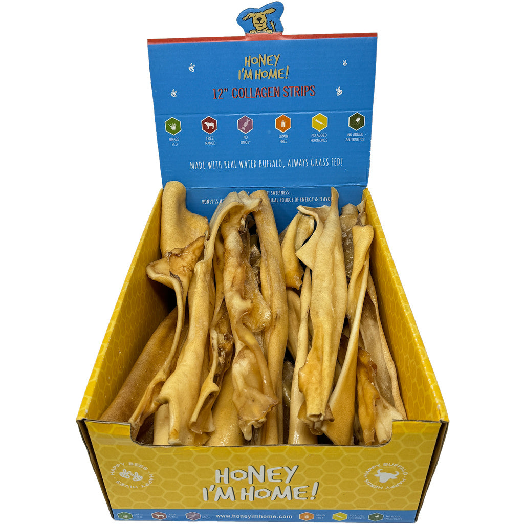 Honey I'm Home Buffalo Collagen Strips - 12 Inch Dog Treats