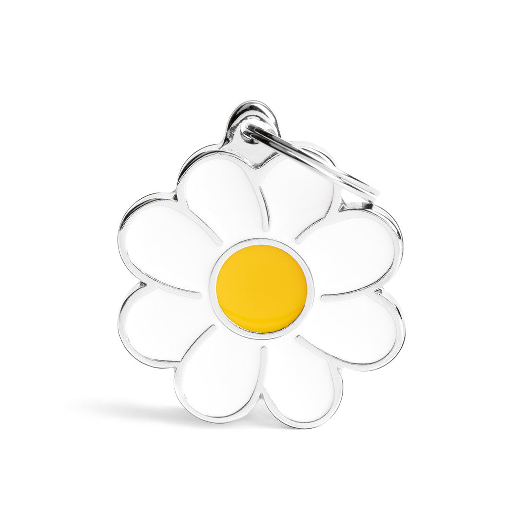 MyFamily Charms Big Daisy Pet ID Tag - Customizable Engraved Dog Tag