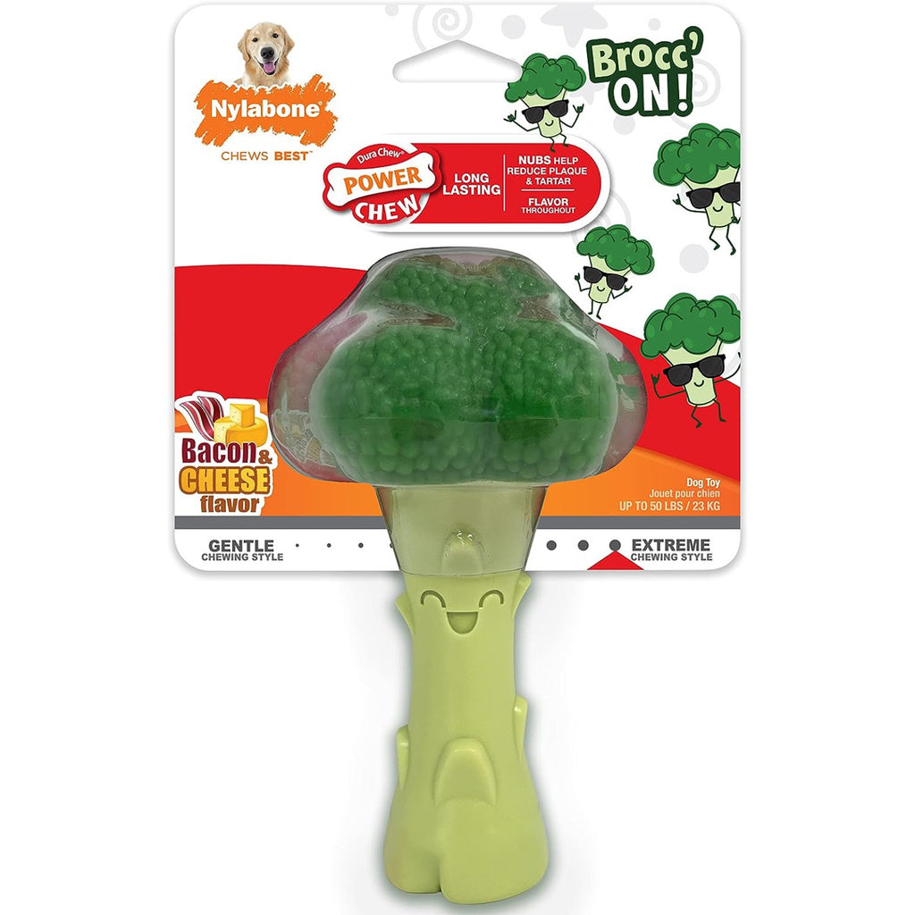 Nylabone Power Chew Broccoli Dog Toy Bacon & Cheese Flavor, Large Dogs Up to 50 lbs
