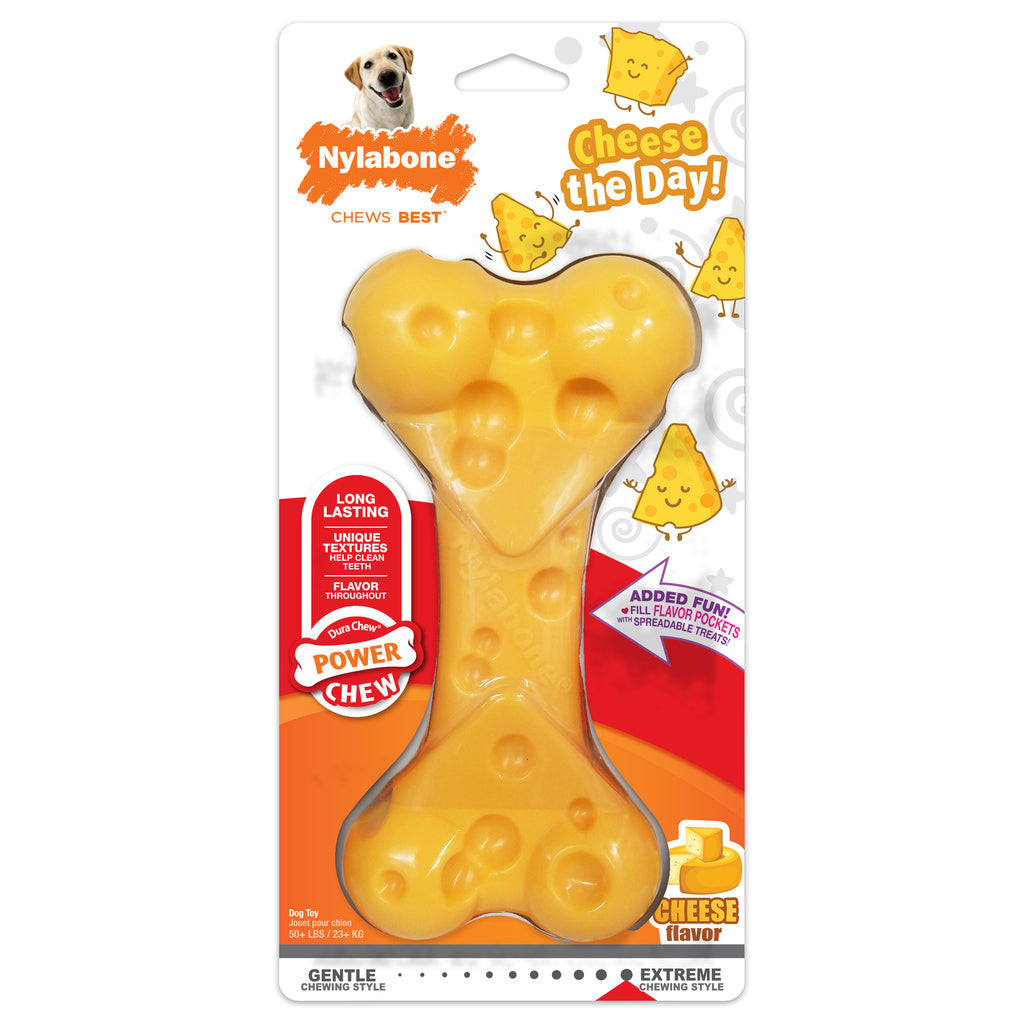 Nylabone DuraChew Cheese Flavored Dog Bone - Large/Giant, Power Chew Toy for Aggressive Chewers