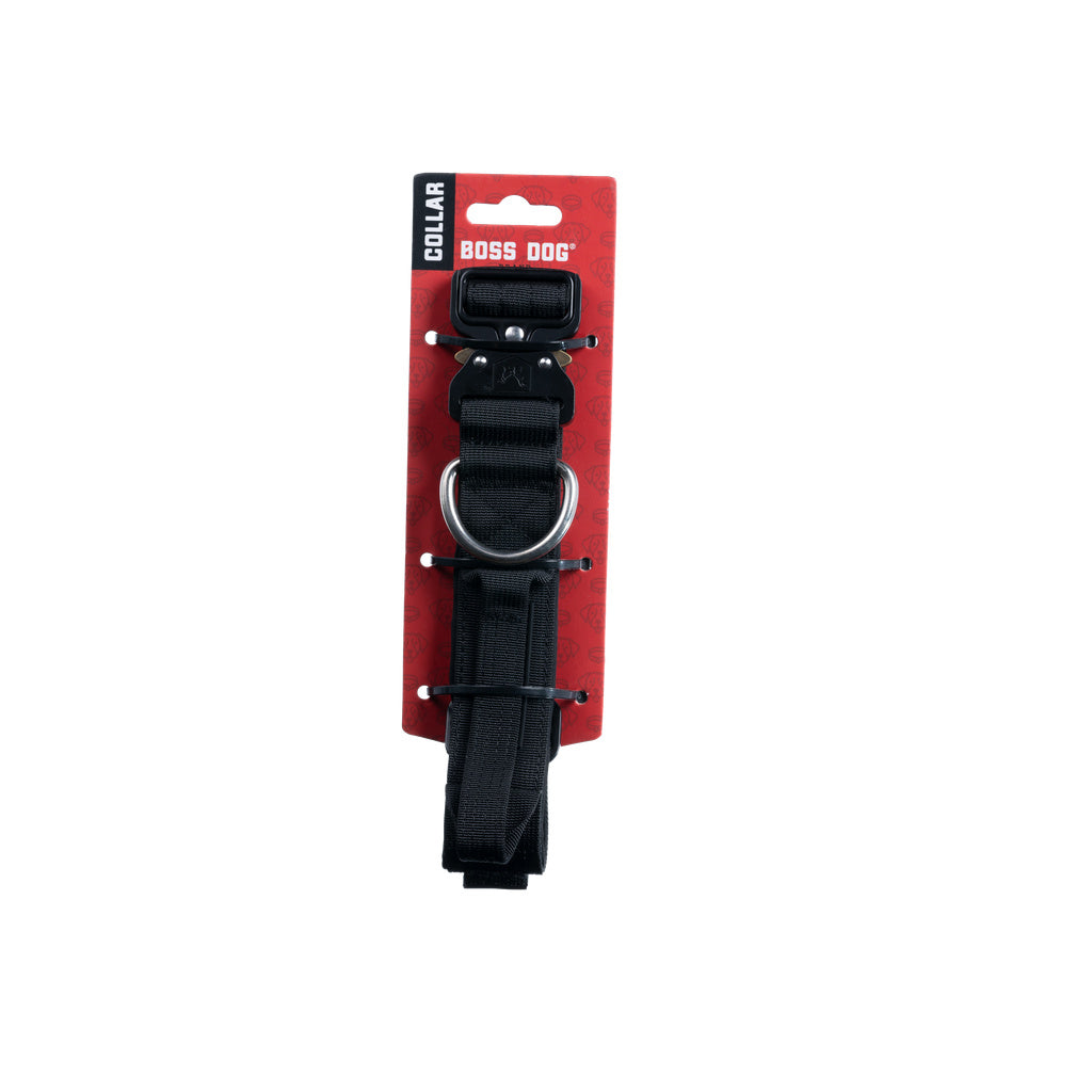 Boss Nation 15-18 in. Dog Tactical Adjustable Dog Collar  Black - Medium