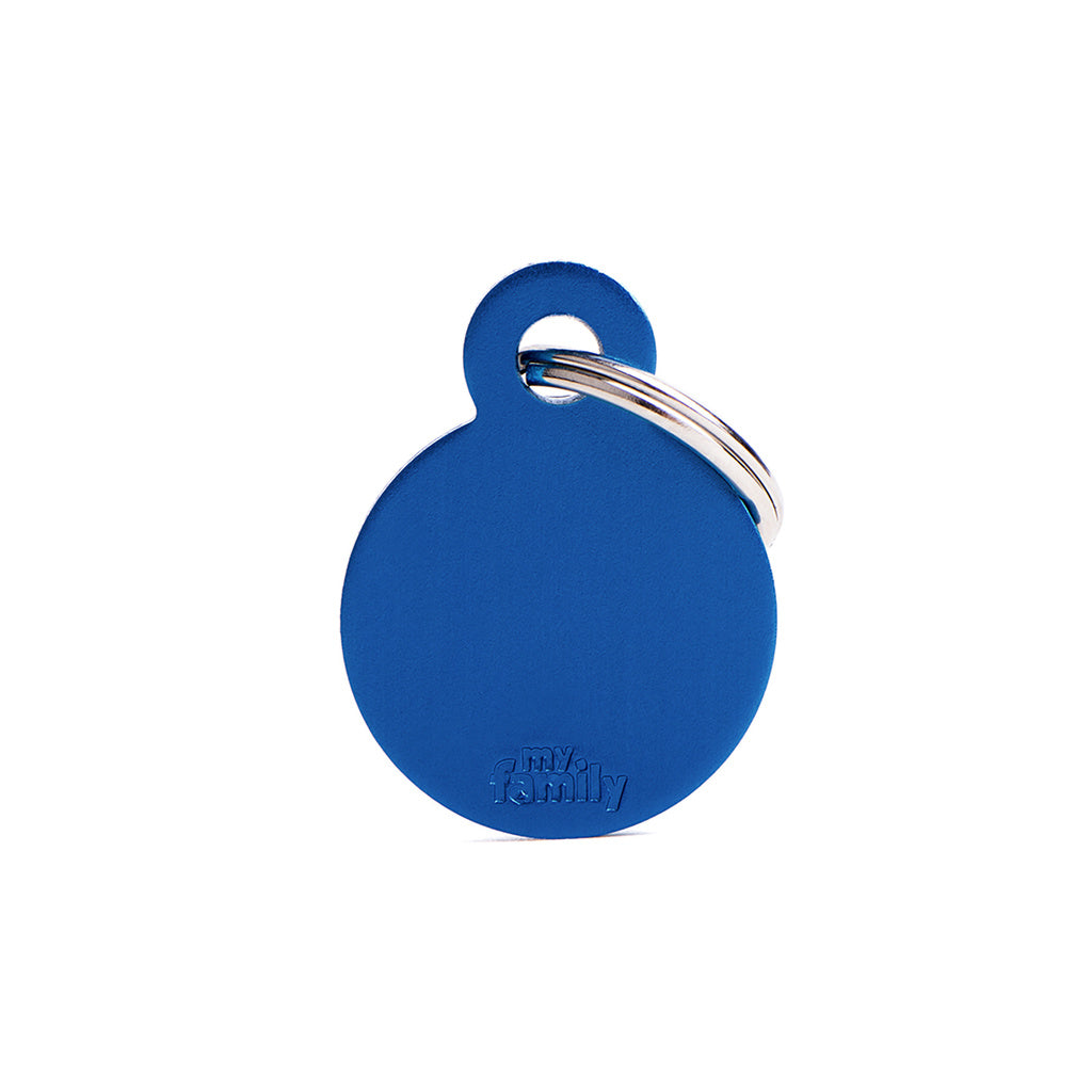 MyFamily Basic Small Aluminum Blue Circle Pet ID Tag