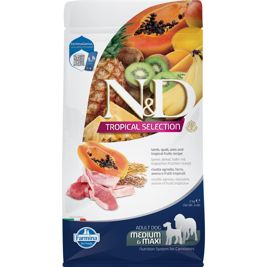Farmina N&D Tropical Selection Lamb Adult Med/Max Dog Food, 2kg / 4.4 lb