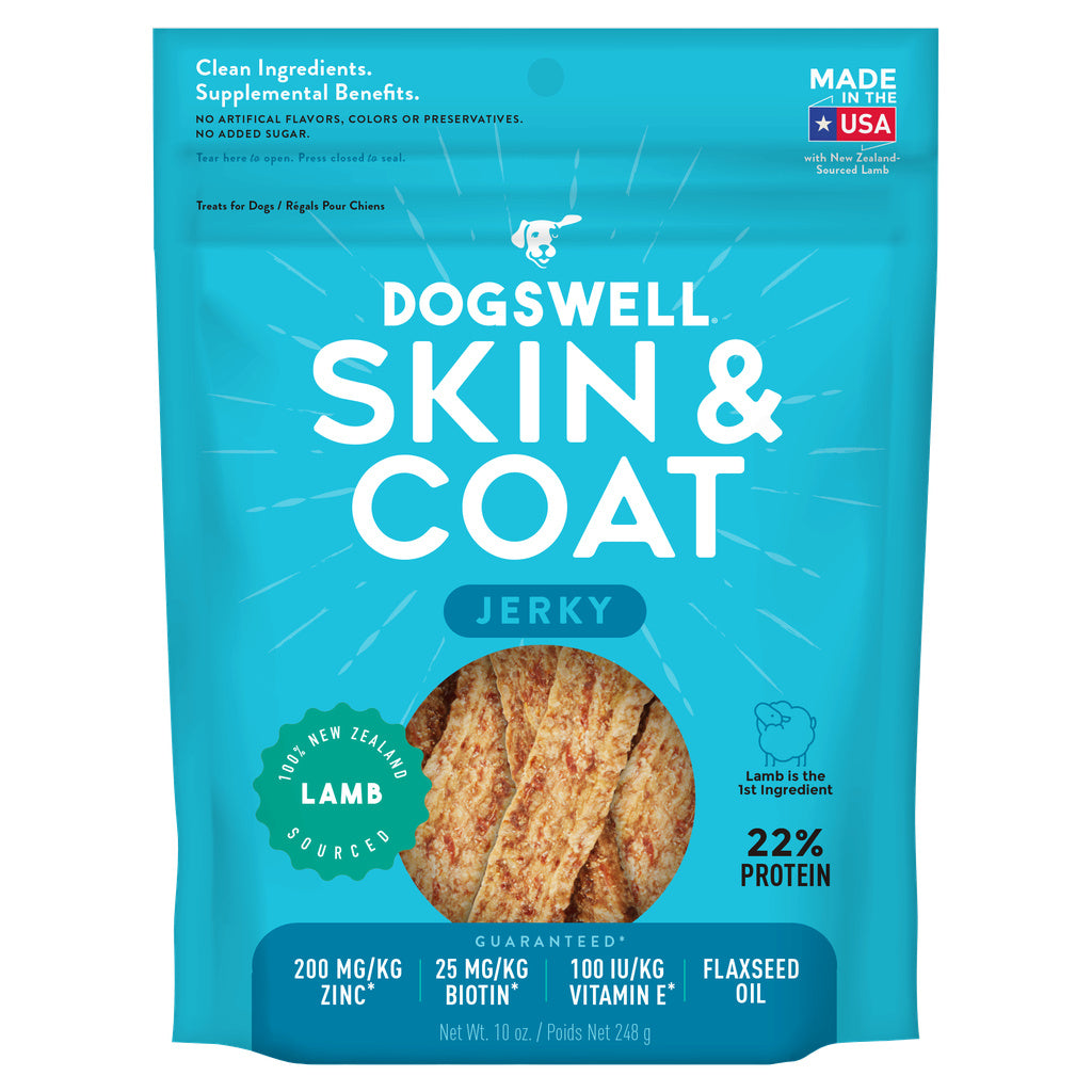 Dogswell Jerky Skin & Coat Dog Treats - Lamb - 10 oz