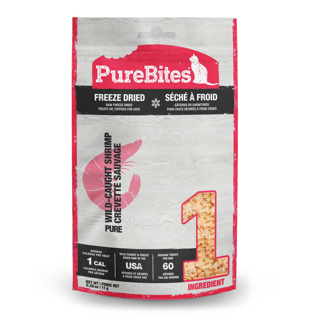 PureBites Freeze Dried Shrimp Cat Treats - Single Ingredient, 0.38 oz/11g Value Size