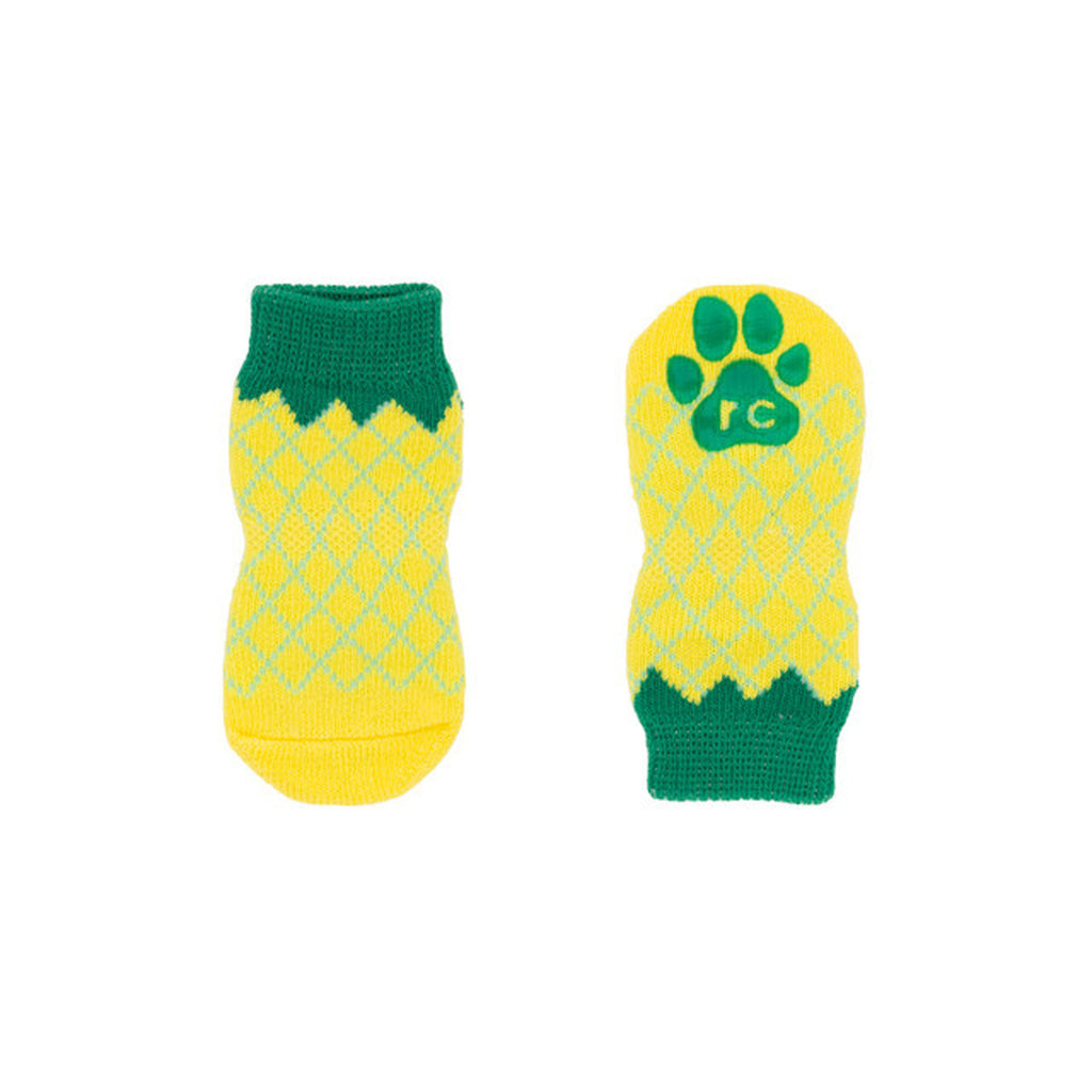 RC Pet Products Fun PAWks Anti-Slip Dog Socks - XX-Small, Pineapple or Pink
