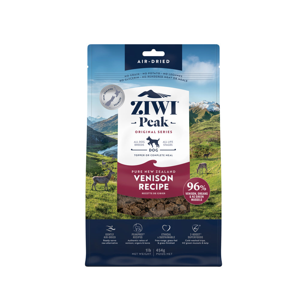 Ziwi Peak Venison Air-Dried Dog Food - 16 oz / 454g - Single Protein, All Life Stages