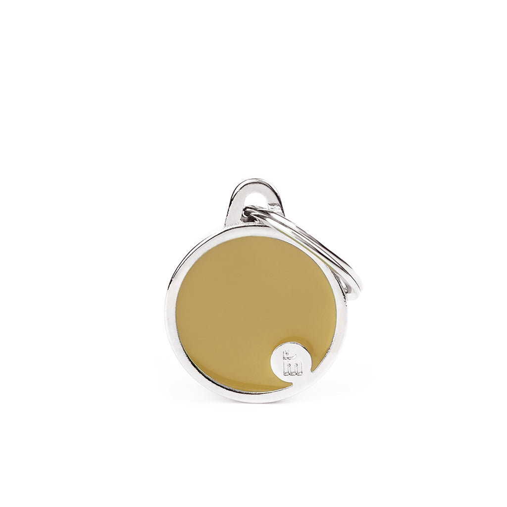 MyFamily Basic Handmade Circle Pet ID Tag - Small Cappuccino Brown