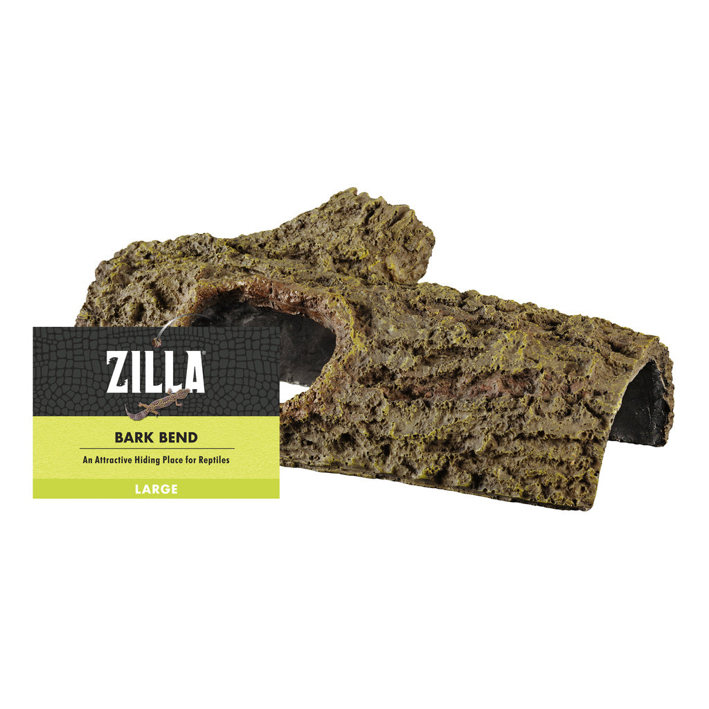 Zilla Bark Bends Cave - Large Reptile Terrarium Decor Hide - 10.5" x 5.5" x 4.25"
