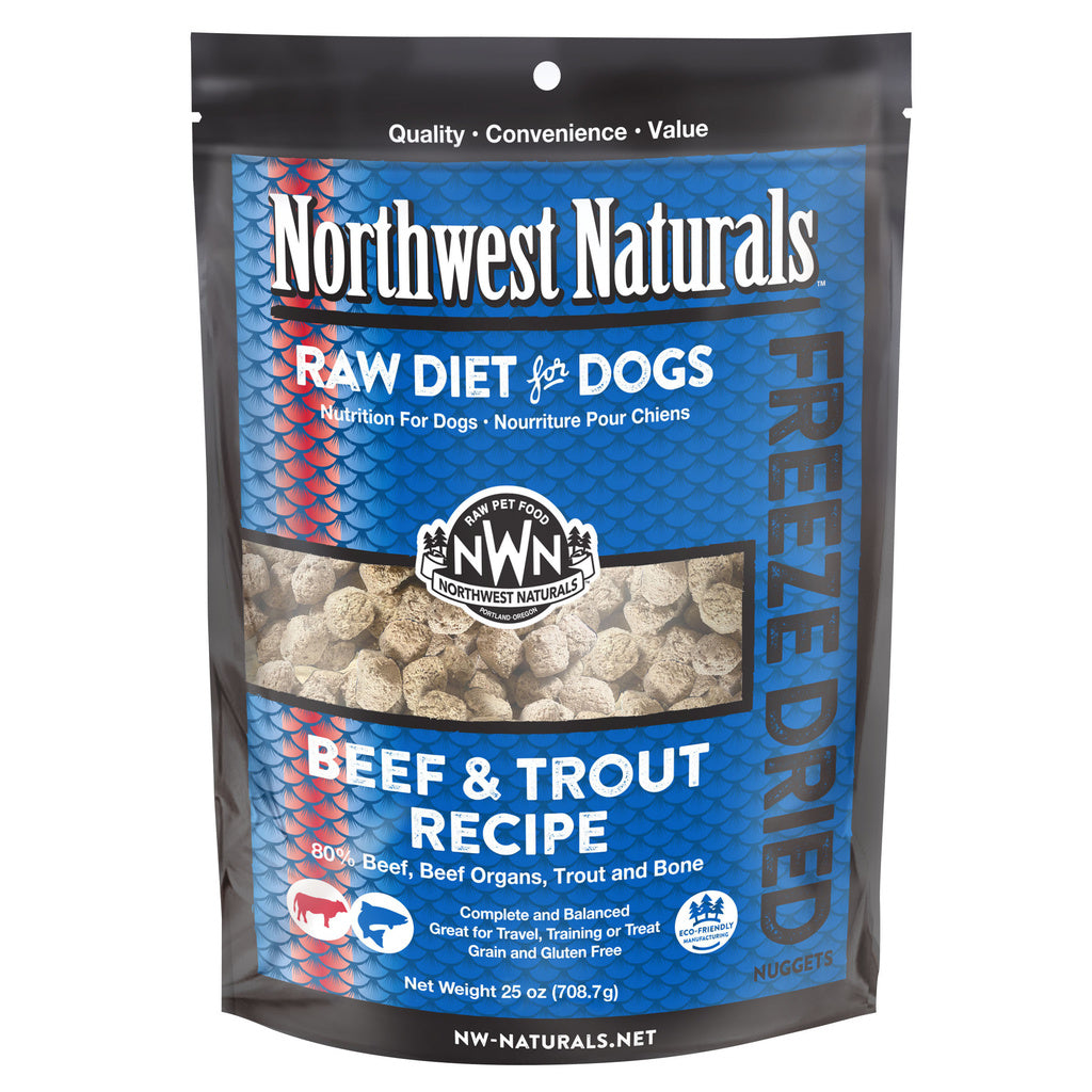 Northwest Naturals Freeze-Dried Beef & Trout Dog Food Nuggets, 25 oz