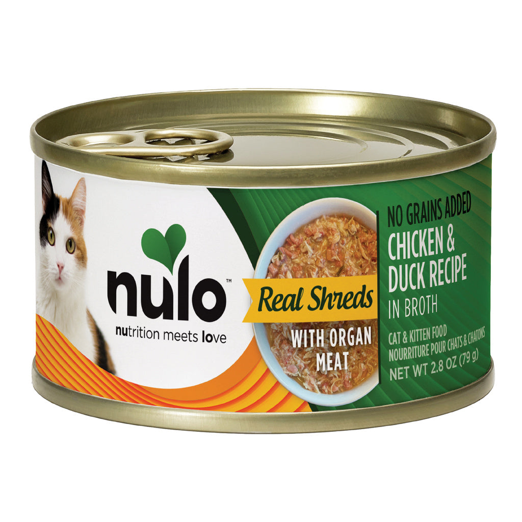 Nulo Cat & Kitten Food, Real Shreds Chicken & Duck with Organ Meats, 2.8oz Can