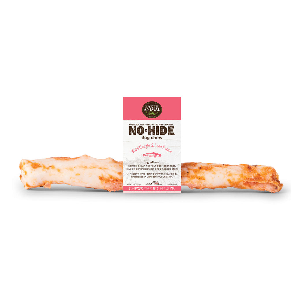 Earth Animal No-Hide Wild-Caught Salmon Dog Chew - Large, 11 Inch, Rawhide Alternative