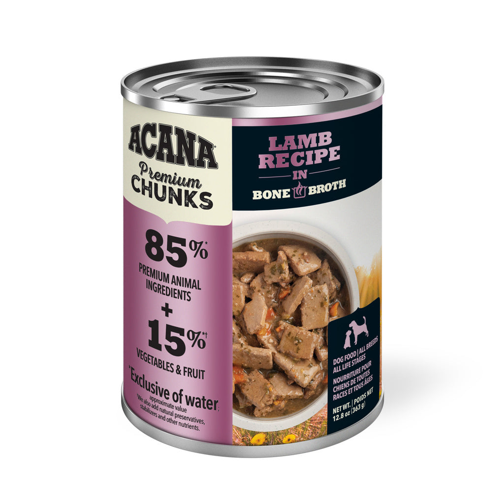 Acana Premium Chunks Lamb Recipe in Bone Broth Wet Dog Food, 12.8 oz Grain-Free