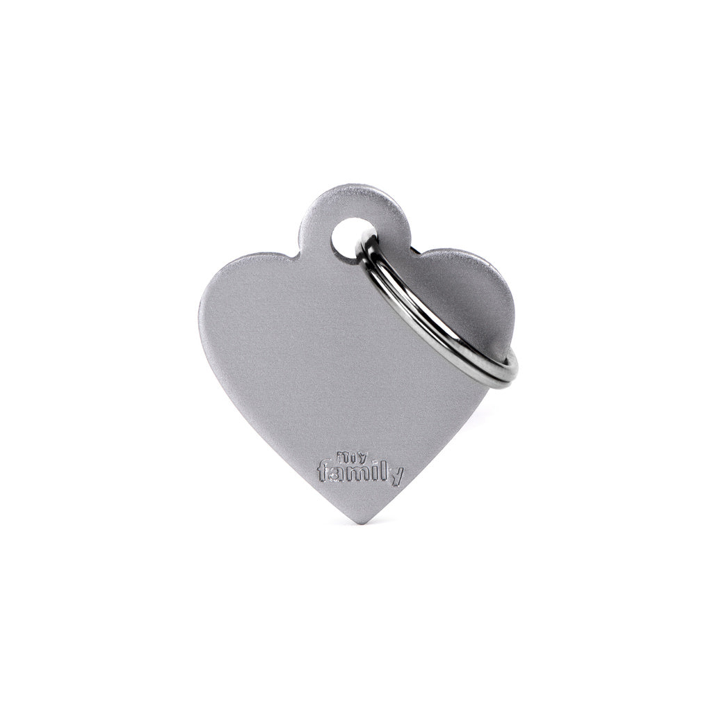 MyFamily Basic Small Heart Pet ID Tag, Aluminum, Grey, 25x28mm