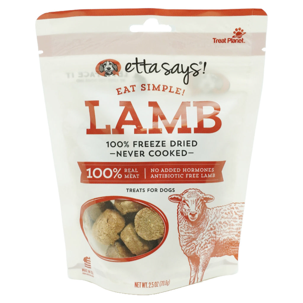 Etta Says! Eat Simple Freeze-Dried Lamb Dog Treats, 2.5 oz - Single Ingredient, USA Sourced