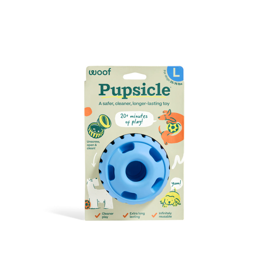 Woof Pupsicle Dog Toy - Treat Dispenser, Blue, Large