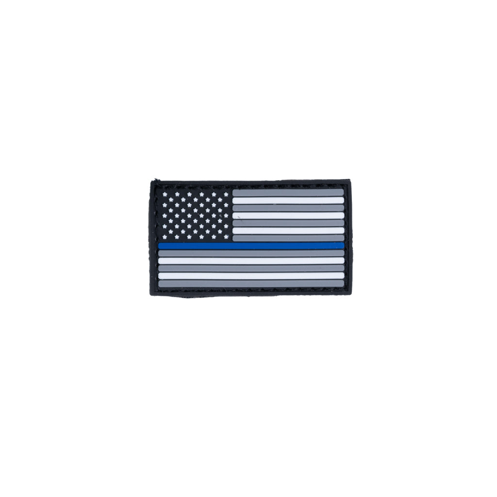 Boss Dog Tactical Collar Patch - USA Thin Blue Line Flag - Hook-Backed Rubber Patch