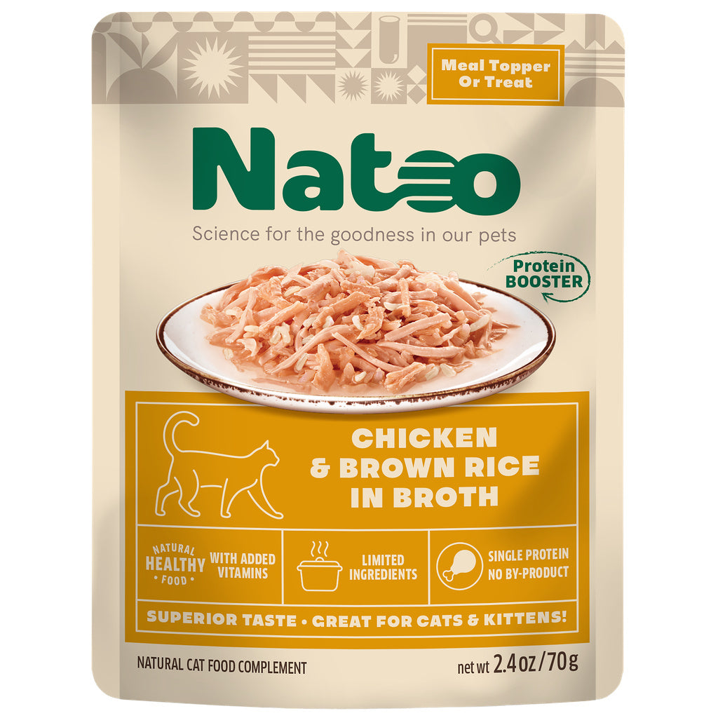 Natoo Cat Food Topper - Limited Ingredient Chicken & Brown Rice - 2.4oz Pouch