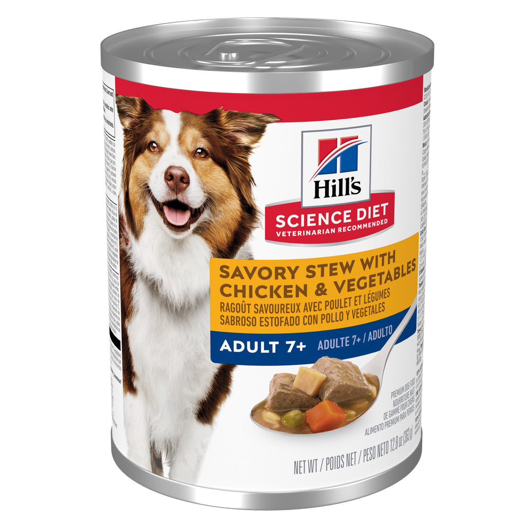 Hill's Science Diet Adult 7+ Savory Stew Chicken & Vegetables Wet Dog Food, 12.8 oz Can