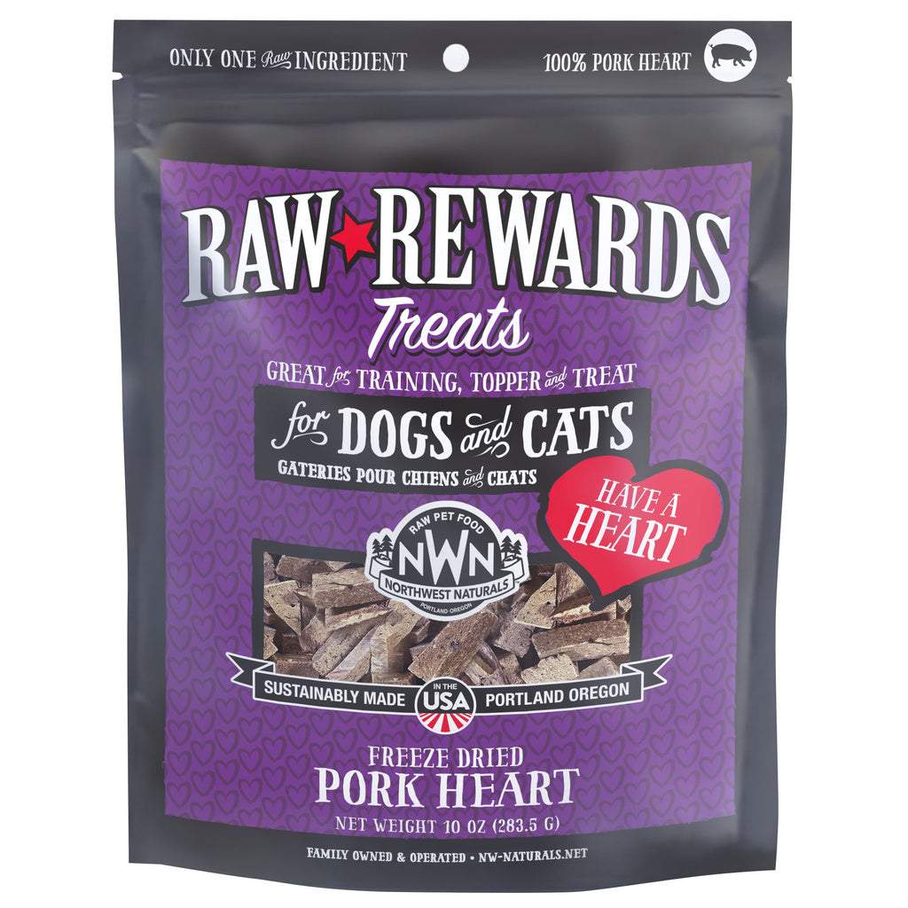 Northwest Naturals Raw Rewards Freeze-Dried Pork Heart Dog & Cat Treats, 10 oz