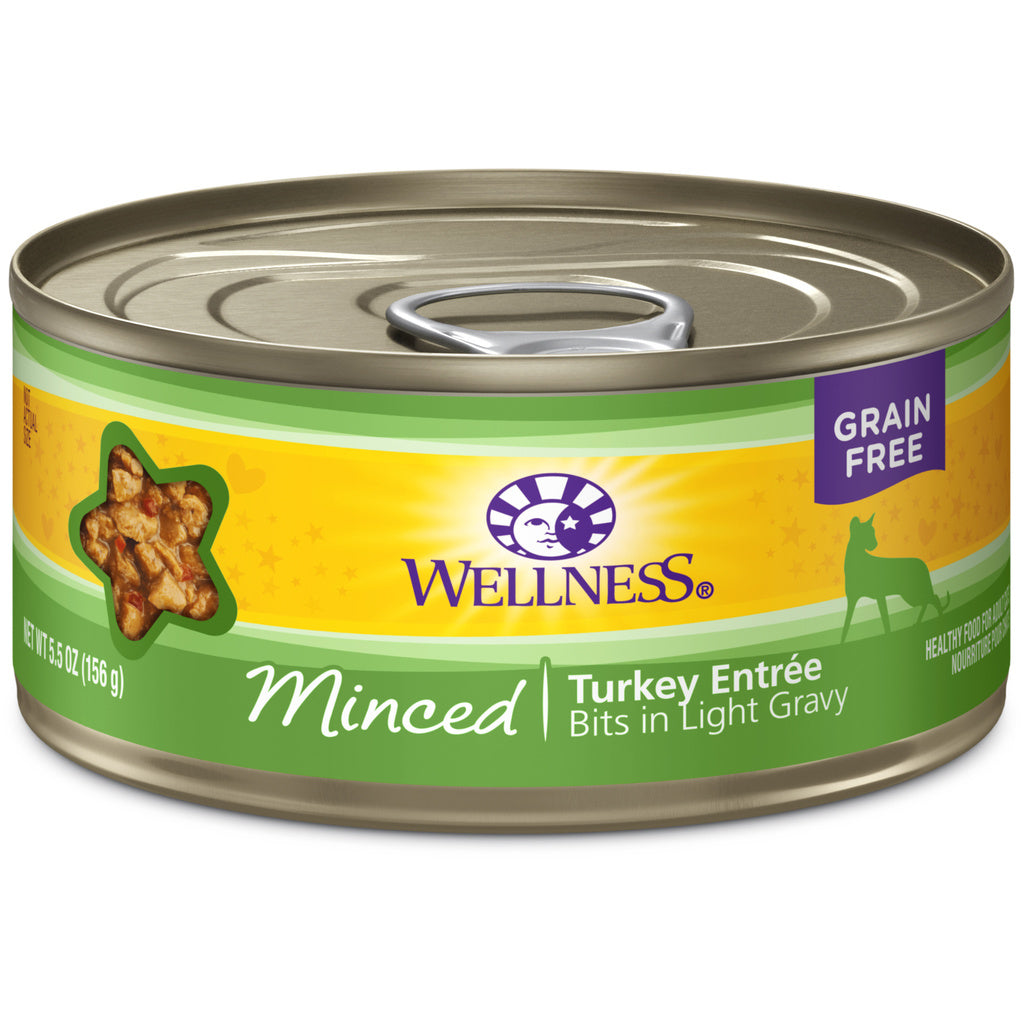 Wellness Complete Health Minced Turkey Entree Cat Food, 5.5 oz Can, Grain-Free Wet Food