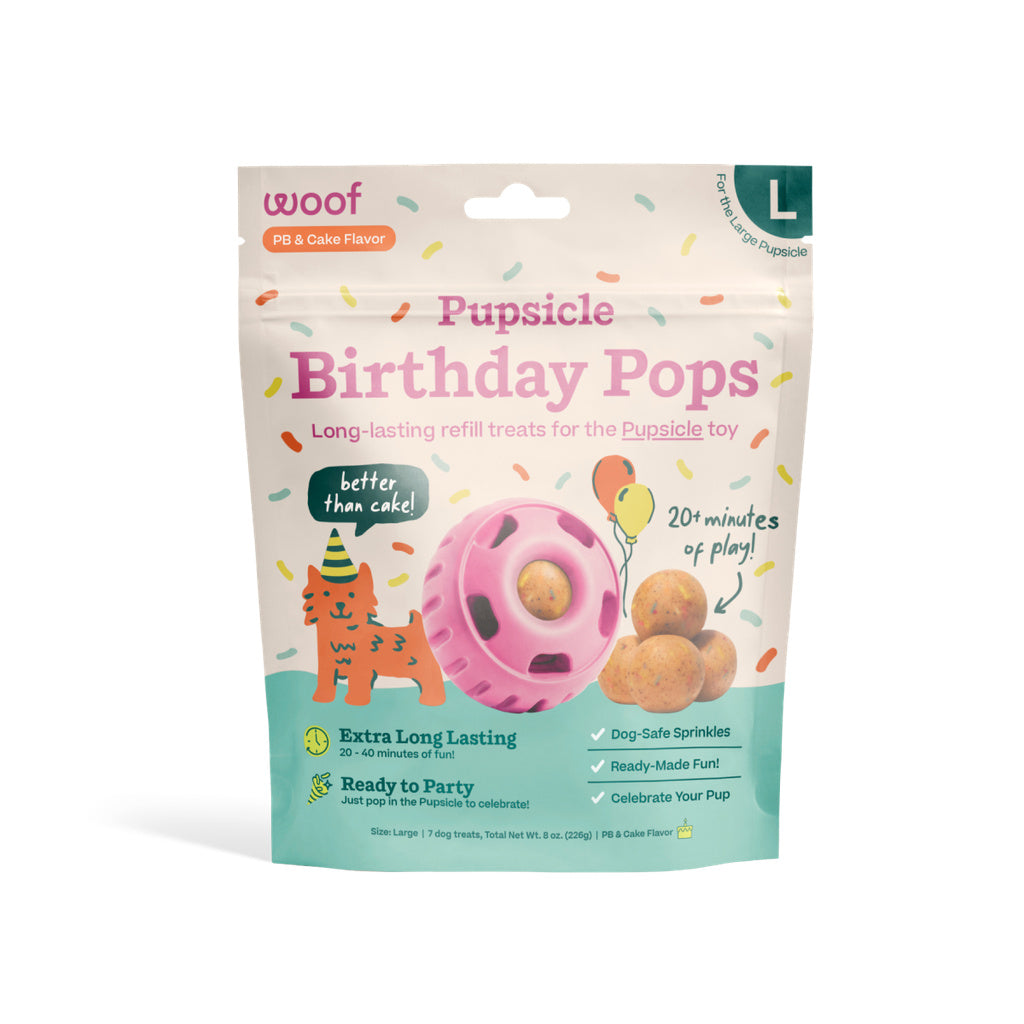 Woof Pupsicle Birthday Pops - Large, 7 Count - Dog Treats - Cake Flavored 8oz Refills