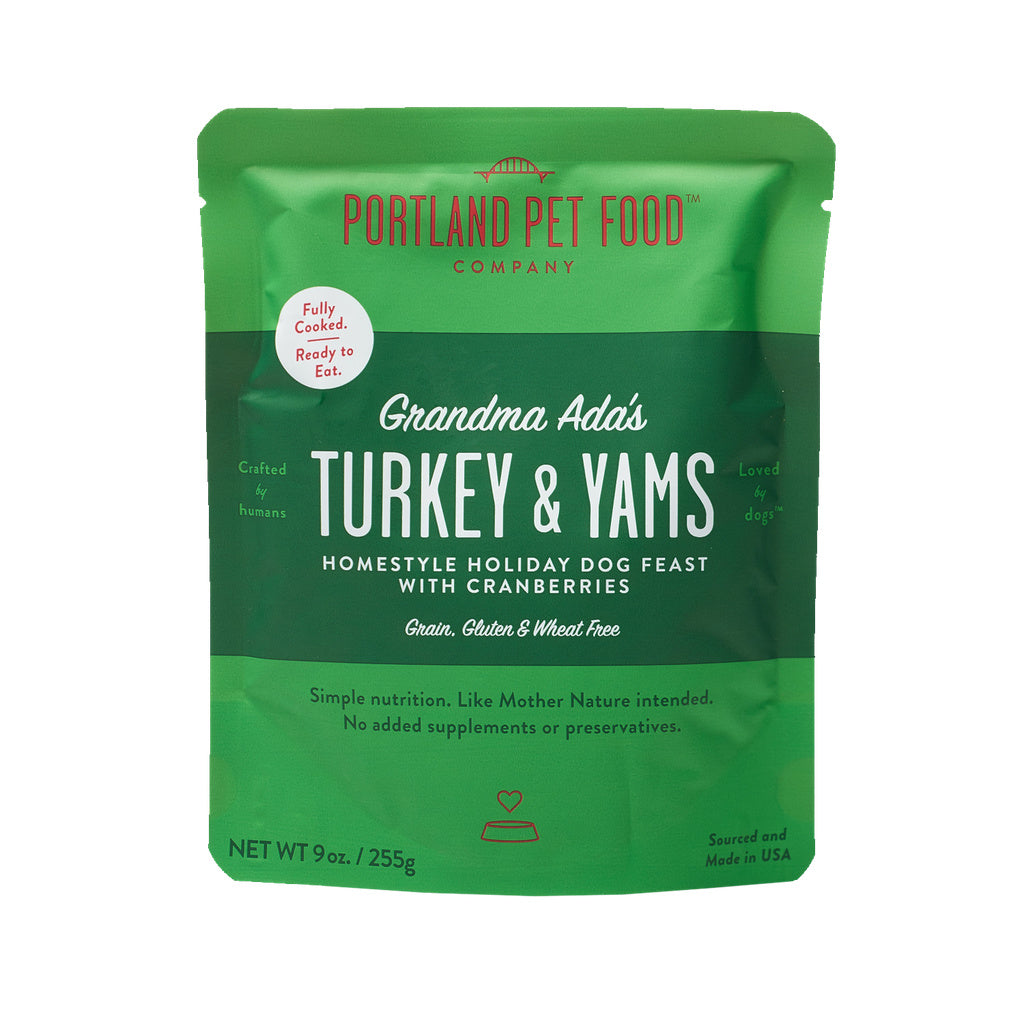 Portland Pet Food Company Grandma Ada's Turkey & Yams Dog Meal Pouch, 9 oz - Grain & Gluten-Free Wet Dog Food