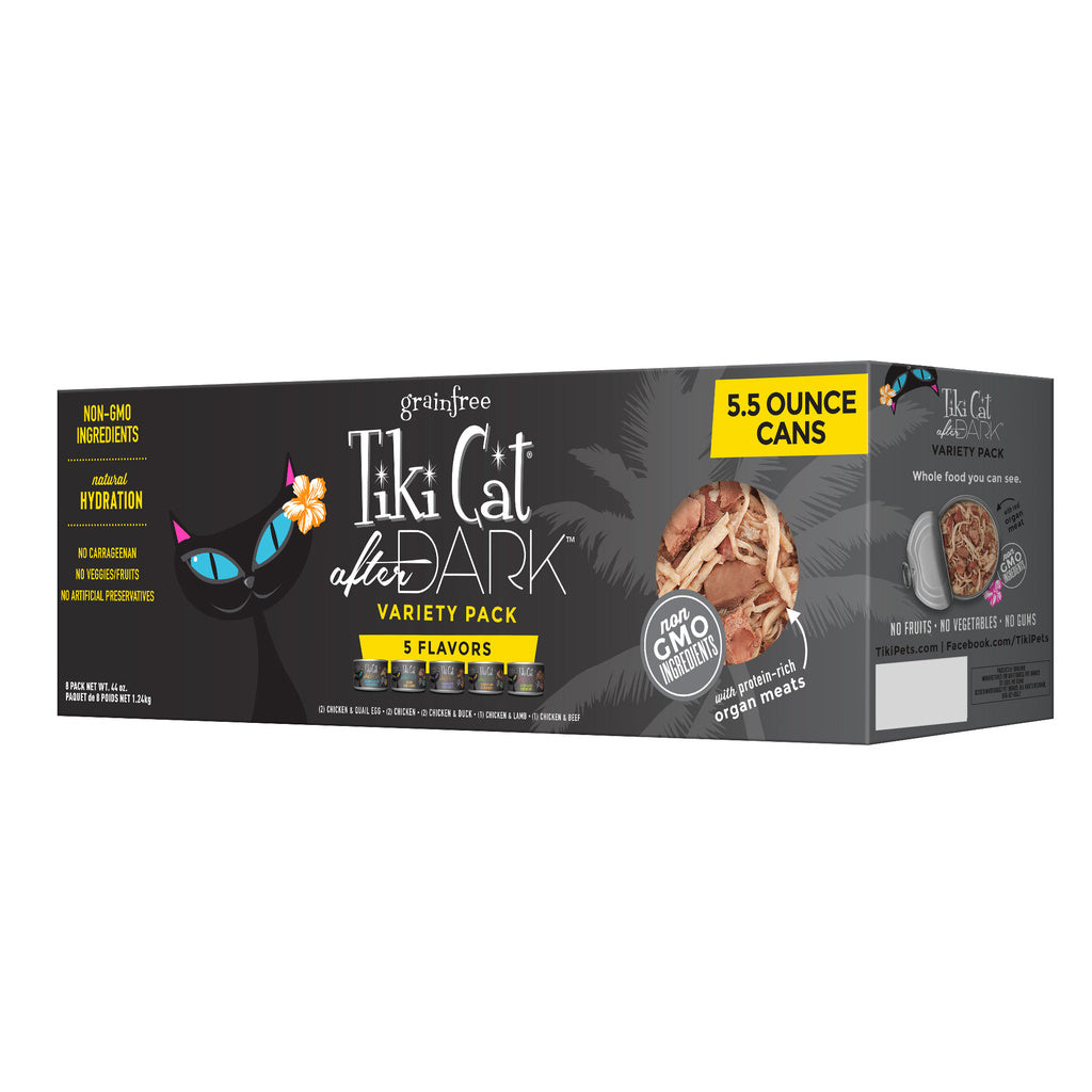Tiki Cat After Dark Whole Foods Wet Cat Food, Variety Pack 5.5 oz. Can (8 Count)