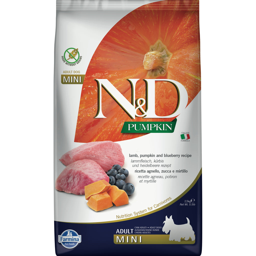 Farmina N&D Pumpkin Lamb & Blueberry Mini Adult Dog Food, Grain-Free, 7kg/15.4lb