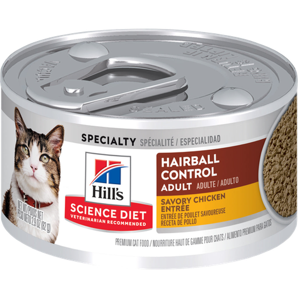 Hill's Science Diet Adult Hairball Control Savory Chicken Entrée Wet Cat Food, 5.5 oz Can