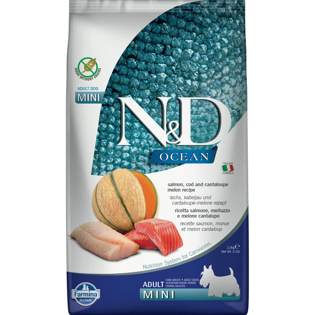 Farmina N&D Ocean Salmon & Cod Mini Dog Food, 7kg - Adult Small Breed, Grain-Free Formula