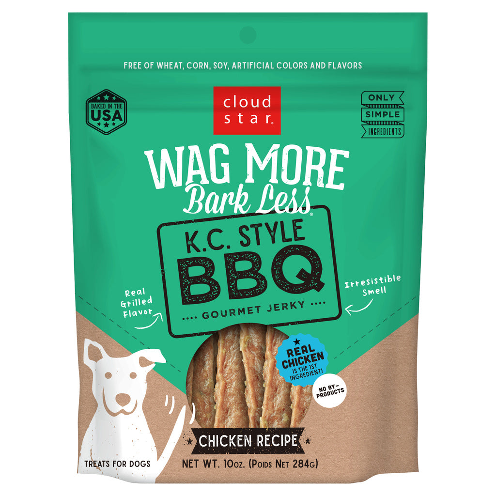 Wag More Bark Less K.C. Style BBQ Chicken Grain-Free Jerky Dog Treats, 10 oz