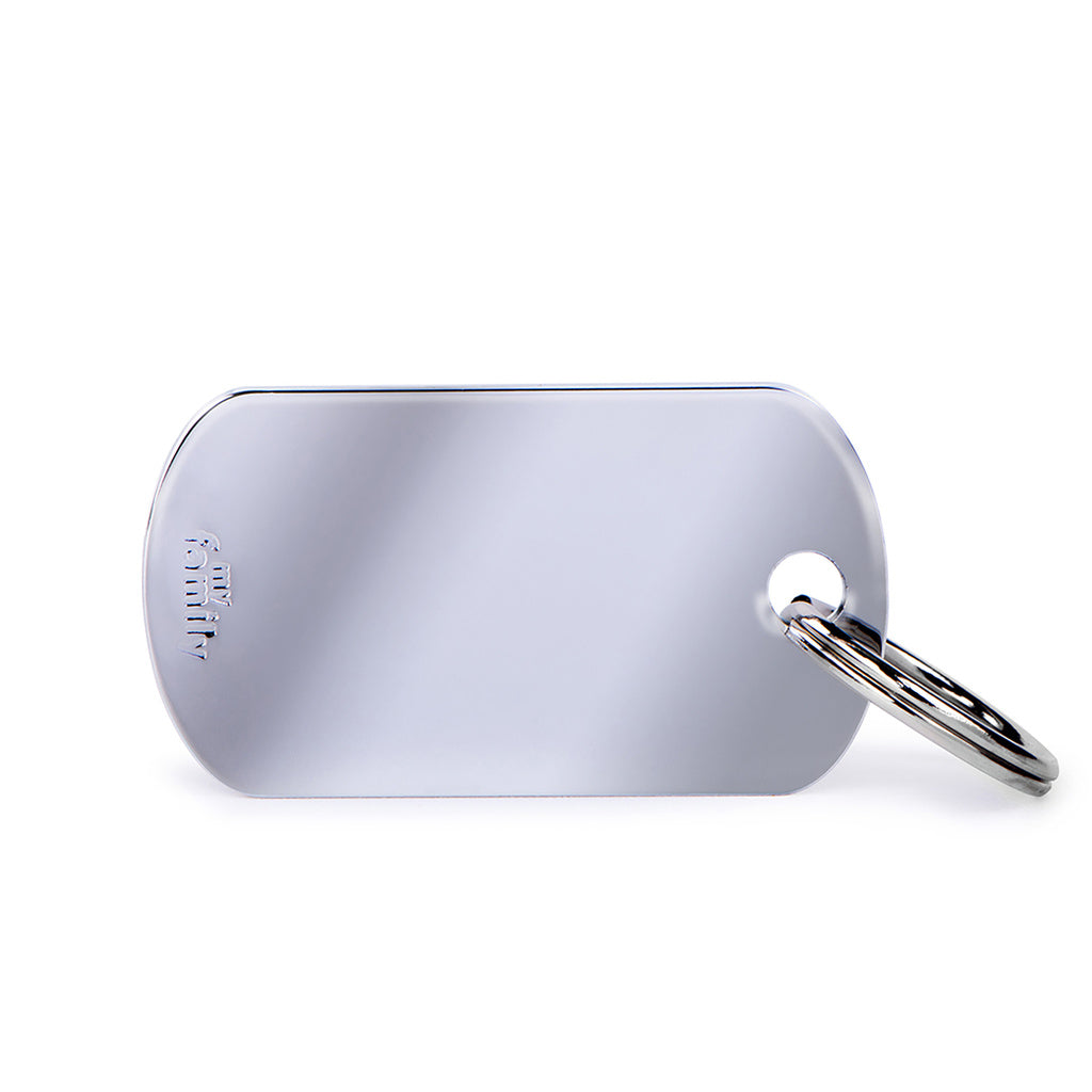 MyFamily Basic Small Military Pet ID Tag - Chrome-Plated Brass, Customizable Engraving