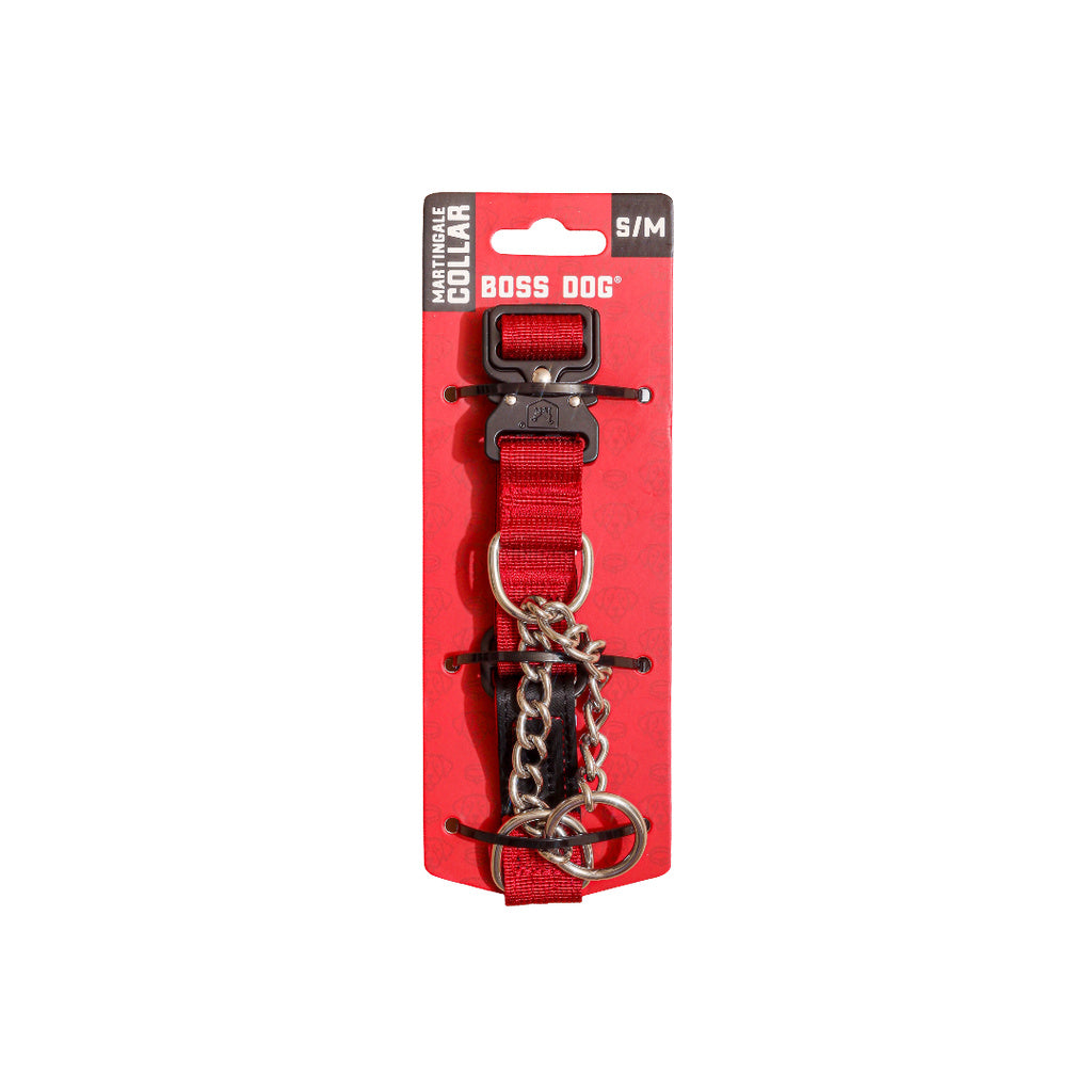 Boss Dog Tactical Red Martingale Collar 1" - Size Small/Medium