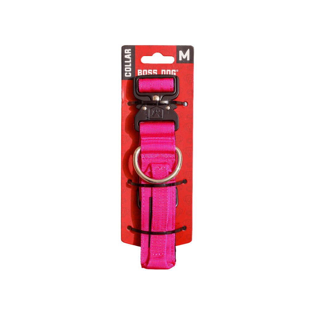 Boss Dog Tactical Dog Collar - Hot Pink - Medium - Adjustable Heavy Duty Collar