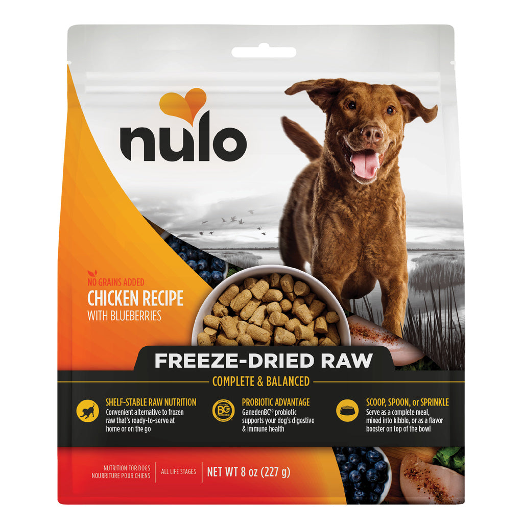 Nulo Freeze-Dried Raw Dog Food, Chicken & Blueberry Recipe, 8 oz Bag