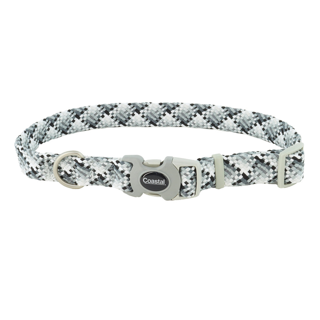 Coastal Pro Active Reflective Dog Collar, Large, 1" x 18-26", Grey Scale, Woven