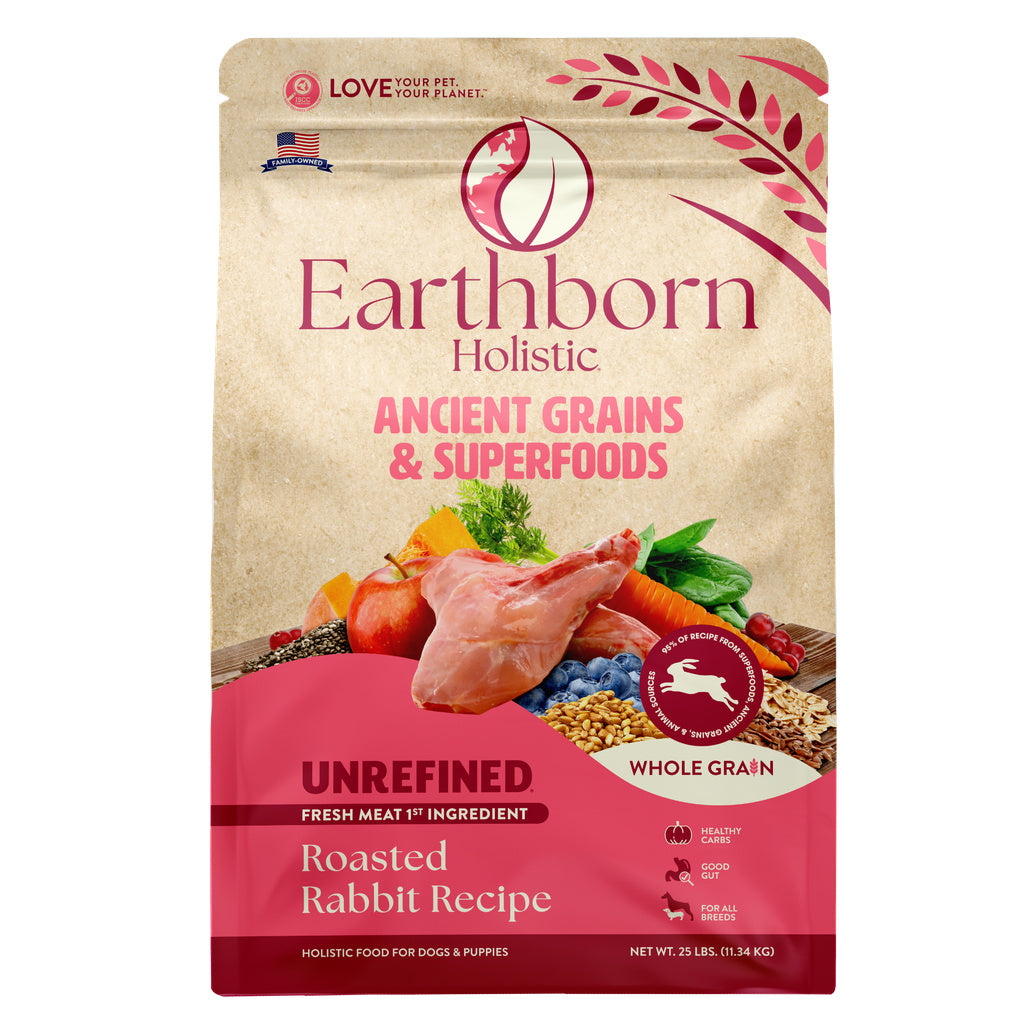 Earthborn Holistic Unrefined Roasted Rabbit with Ancient Grains Dry Dog Food - 25 lb Bag