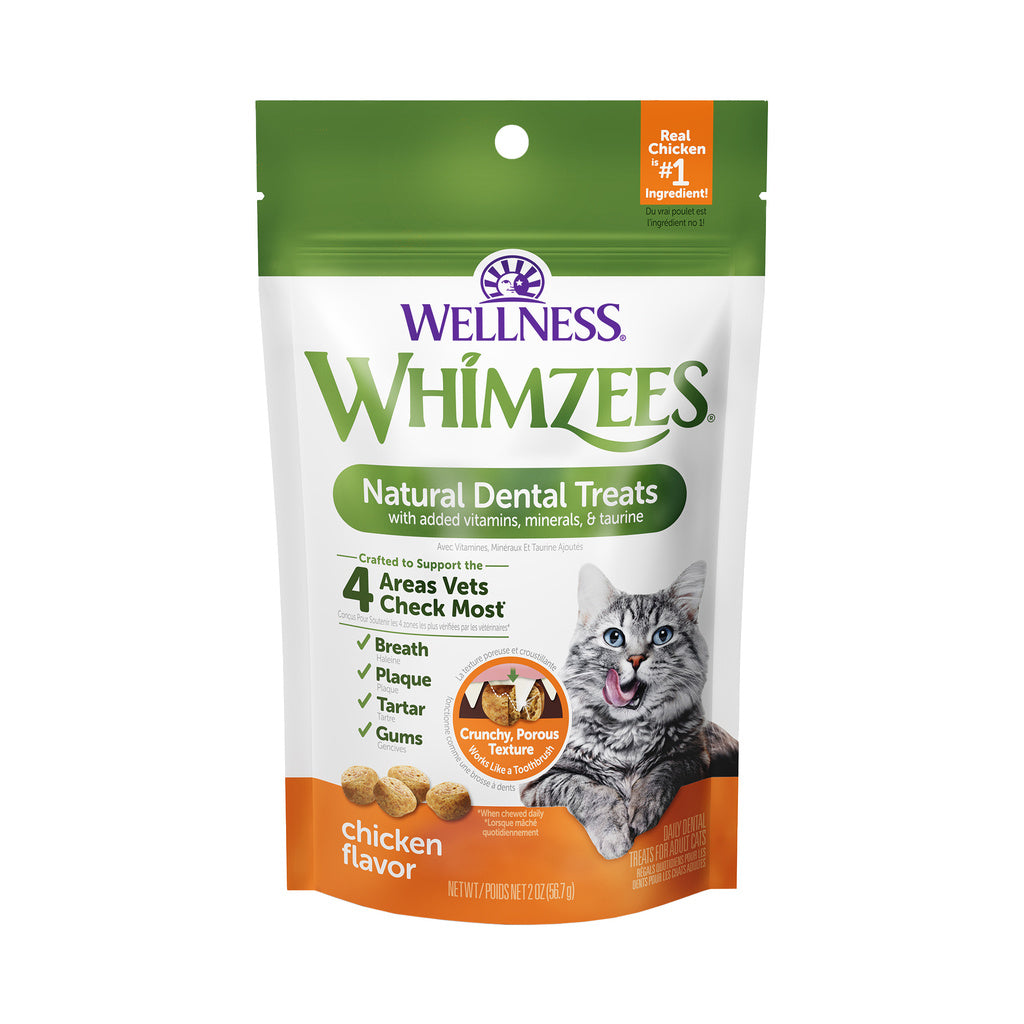 Whimzees Wellness Cat Dental Treats, Natural Chews, Chicken Flavor, 2 oz Bag