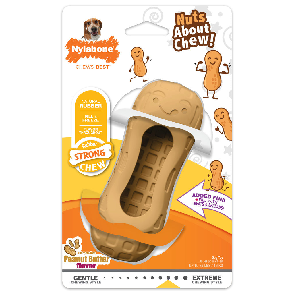 Nylabone Fillable Peanut Strong Chew Toy for Dogs, Peanut Butter Flavored, Medium (Up to 35 lbs)
