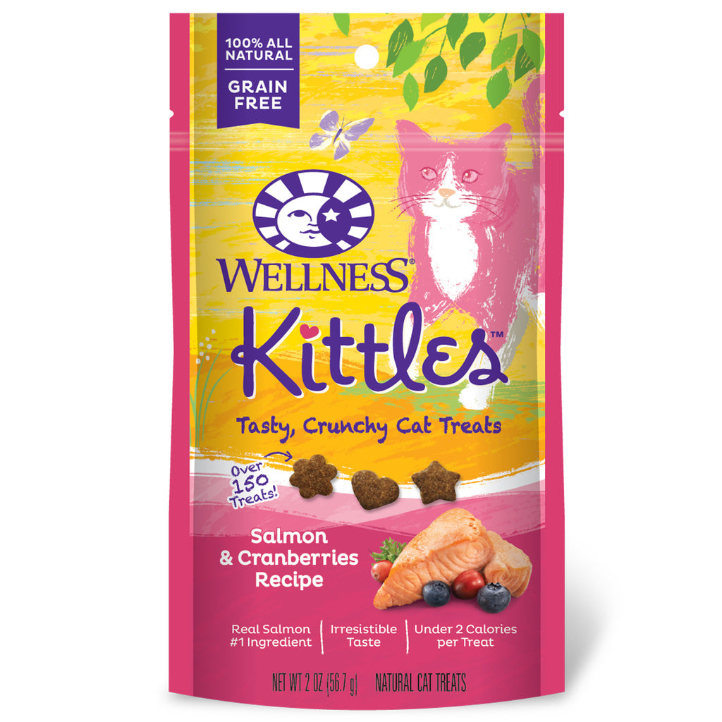 Wellness Kittles Salmon & Cranberry Cat Treats - Crunchy, Grain-Free, Natural (2oz)