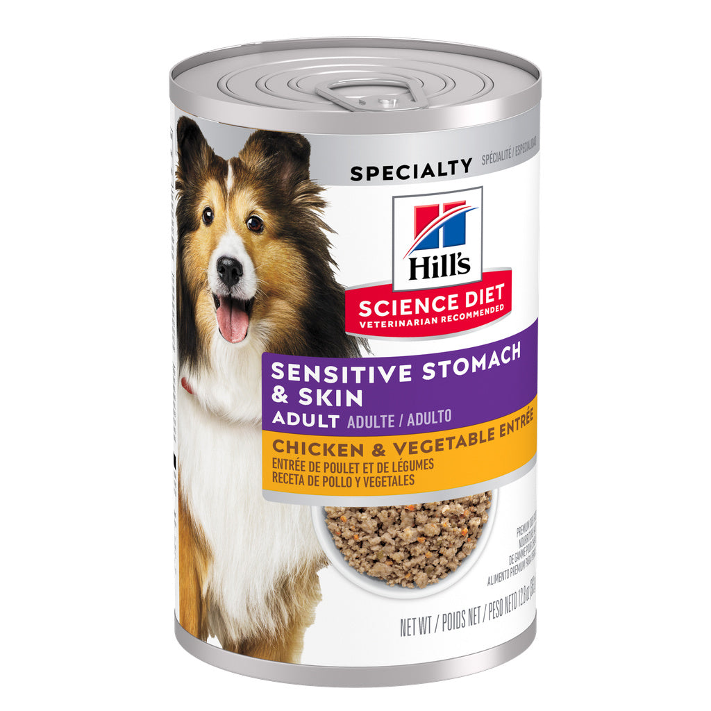 Hill's Science Diet Adult Sensitive Stomach & Skin Chicken & Vegetable Entrée Wet Dog Food, 12.8 oz Can